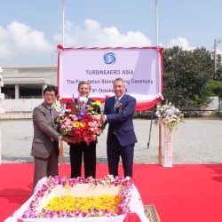 Groundbreaking Ceremony - 4 Ceremony to celebrate the new APU/MRO facility. Picture holding flowers